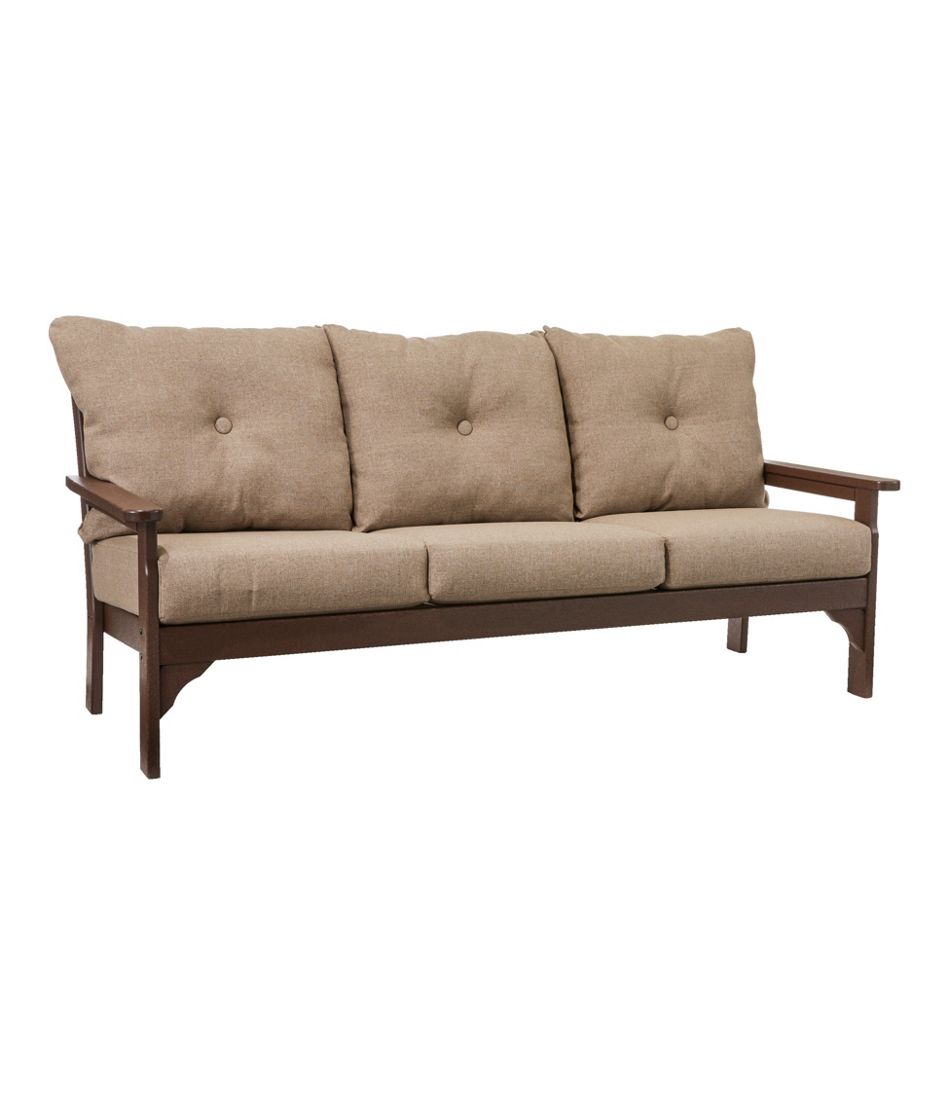 Mahogany All-Weather Patio Sofa with Textured Cushions