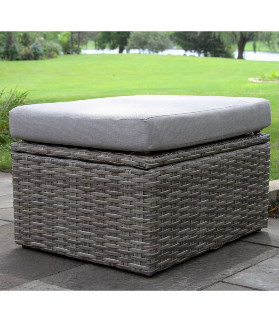 Wicker Storage Sofa and Teak Coffee Table Set