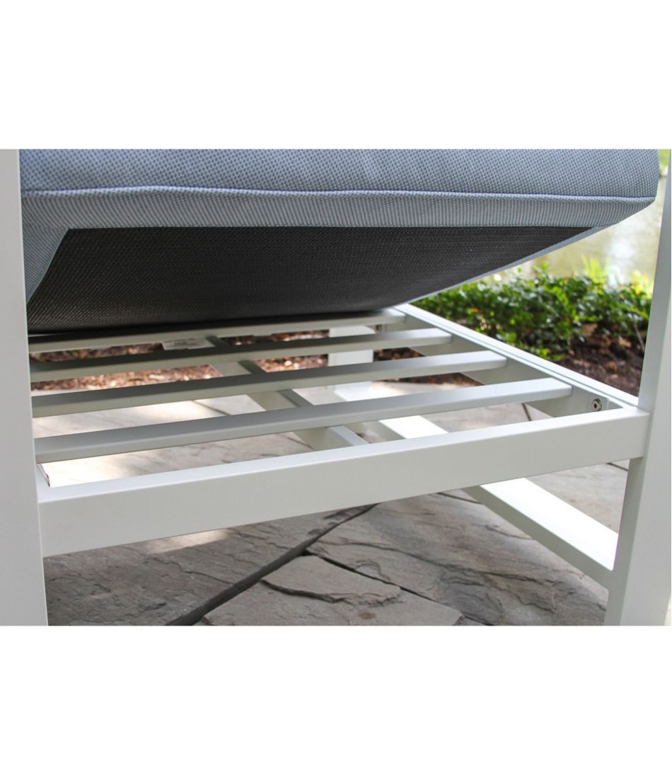 Set of Two White Aluminum Deep Seating Armchair with Blue Cushions