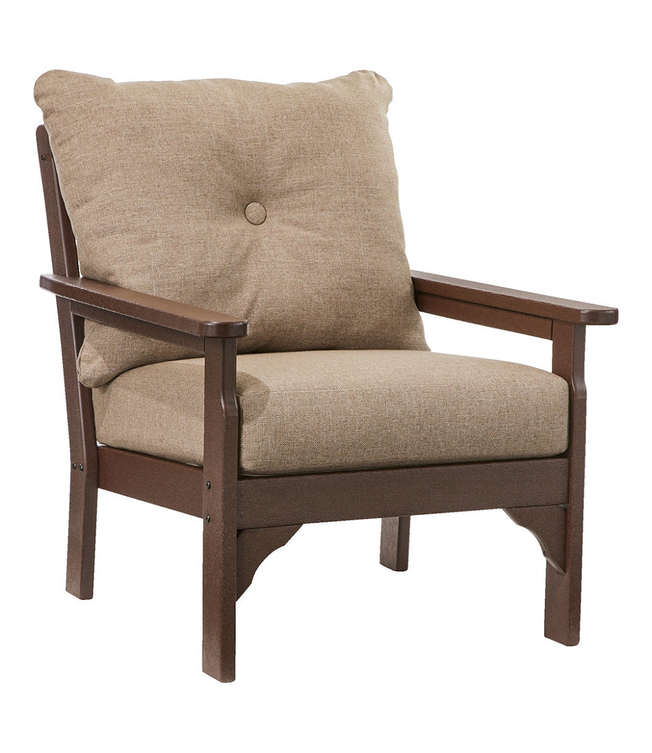 Mahogany All-Weather Patio Chair with Textured Cushion