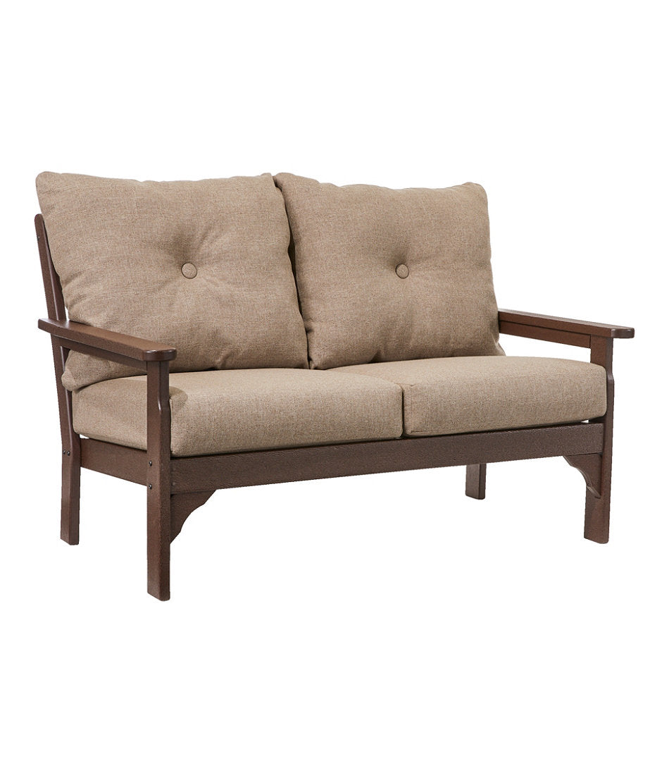 Mahogany All-Weather Patio Loveseat with Textured Cushion