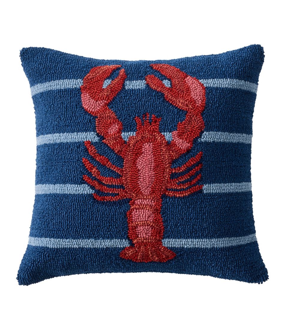 Indoor/Outdoor Hooked Pillow 18x18 Lobster