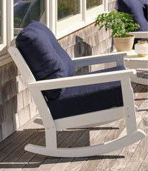 White All-Weather Patio Rocker with Textured Cushion
