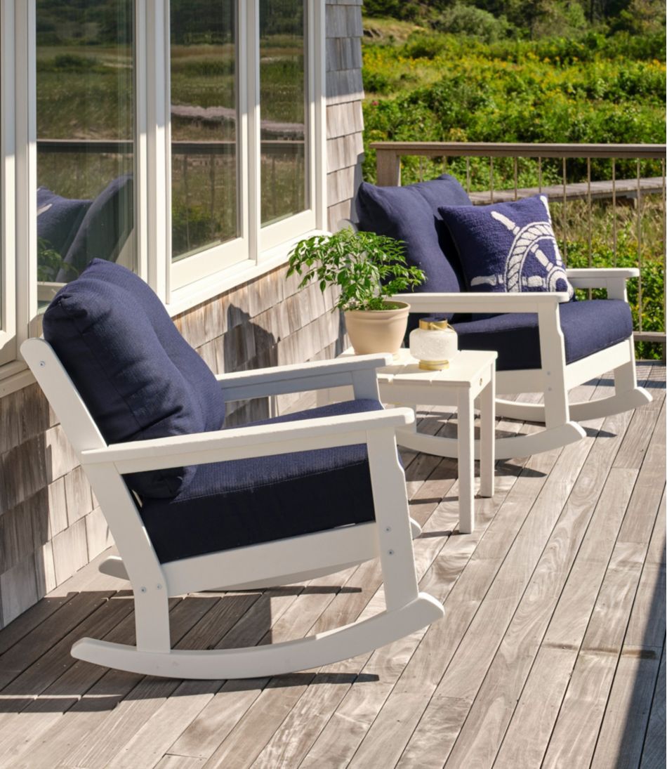 All-Weather Patio Rocker Set with Side Table White