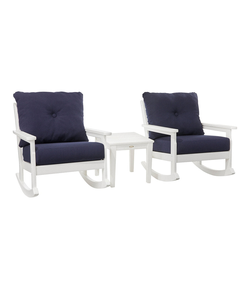 White All-Weather Patio Rocker Set with Side Table
