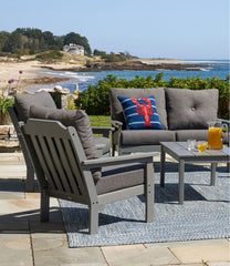 Slate Gray All-Weather Patio Loveseat with Textured Cushion