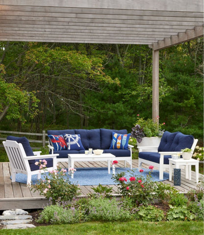 All-Weather Patio Loveseat with Textured Cushion, White