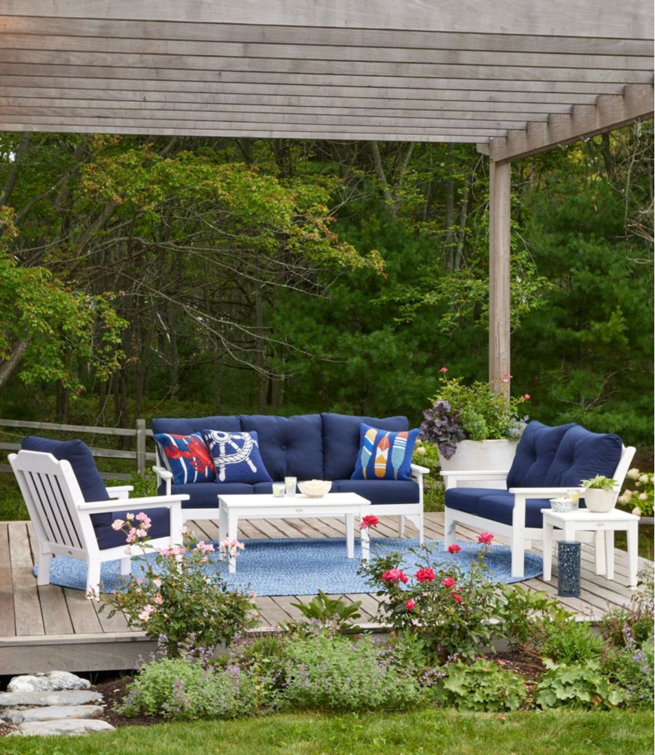 All-Weather Patio Loveseat with Textured Cushion White