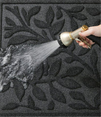 Heavyweight Recycled Waterhog Doormat Woodland Leaf Half Round