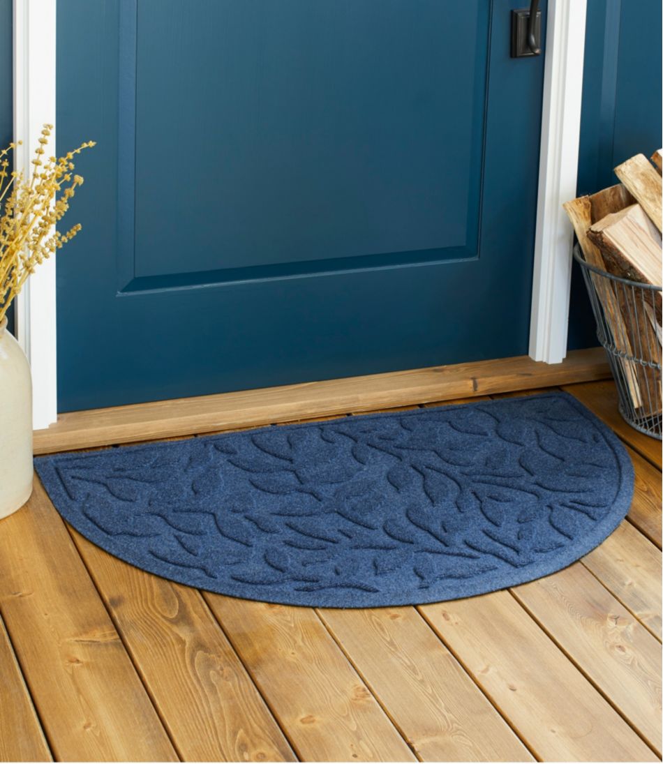 Heavyweight Recycled Waterhog Doormat Woodland Leaf Half Round
