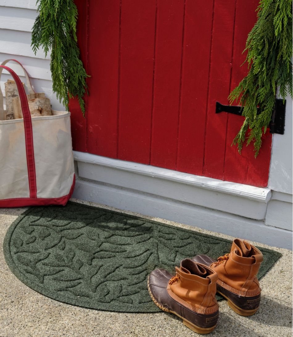 Heavyweight Recycled Waterhog Doormat Woodland Leaf Half Round