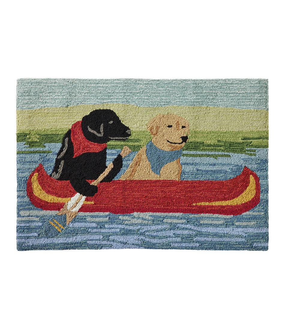 Indoor/Outdoor Vacationland Rug Dog Canoe