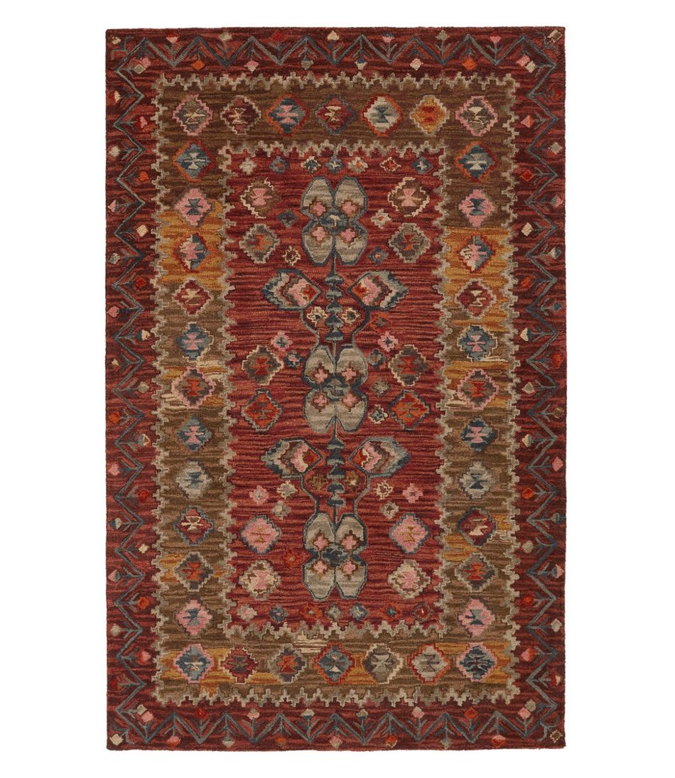 Sienna Multi Double Border Wool Hooked Rug