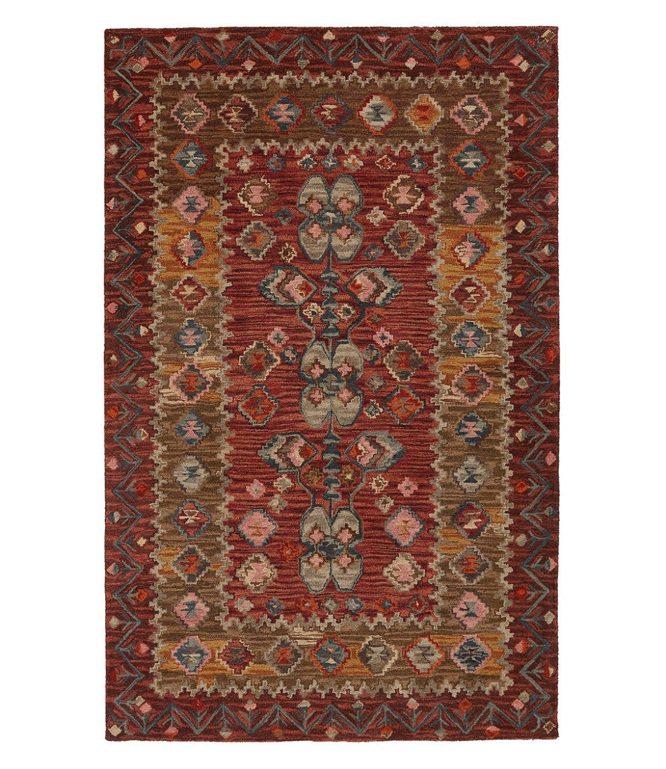 Sienna Multi Double Border Wool Hooked Rug