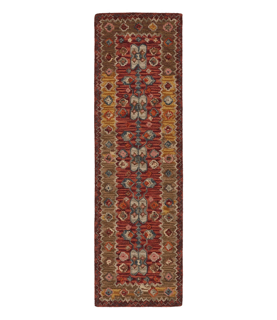 Double Border Wool Hooked Runner Sienna Multi