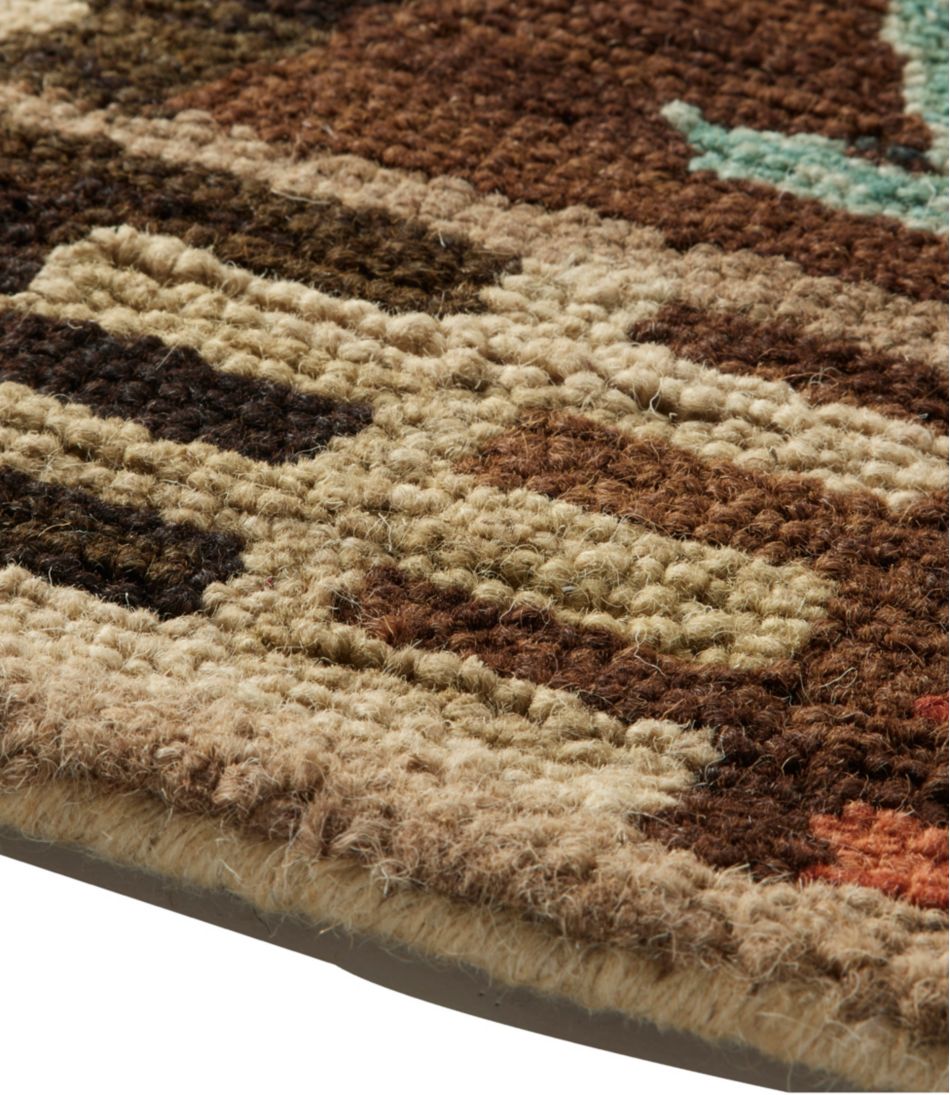 Rustic Geometric Wool Hooked Runner