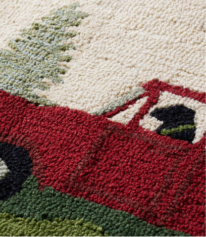 Wool Hooked Novelty Runner, Dog Caravan
