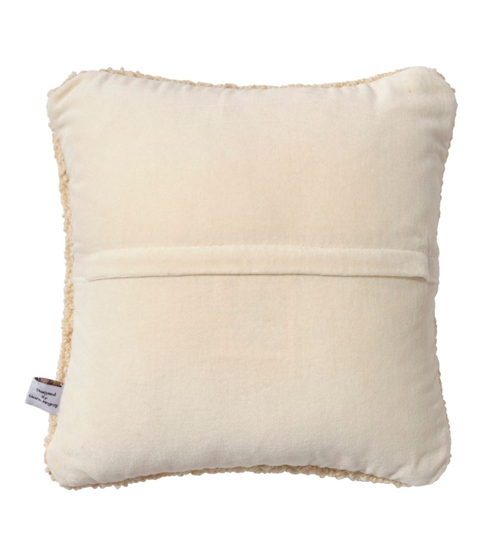 Wool Hooked Throw Pillow 14" x 14" Yellow Dog