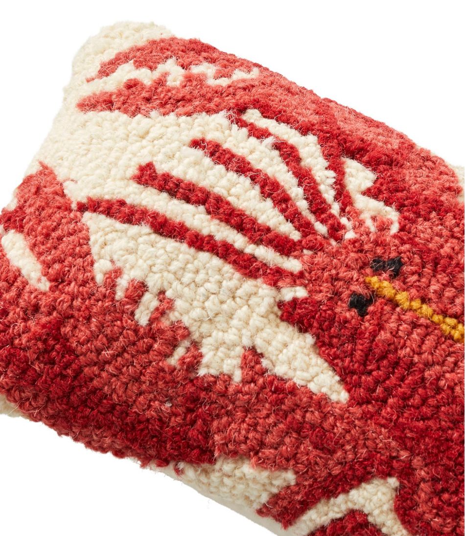 8" x 12" Wool Hooked Throw Pillow Lobster