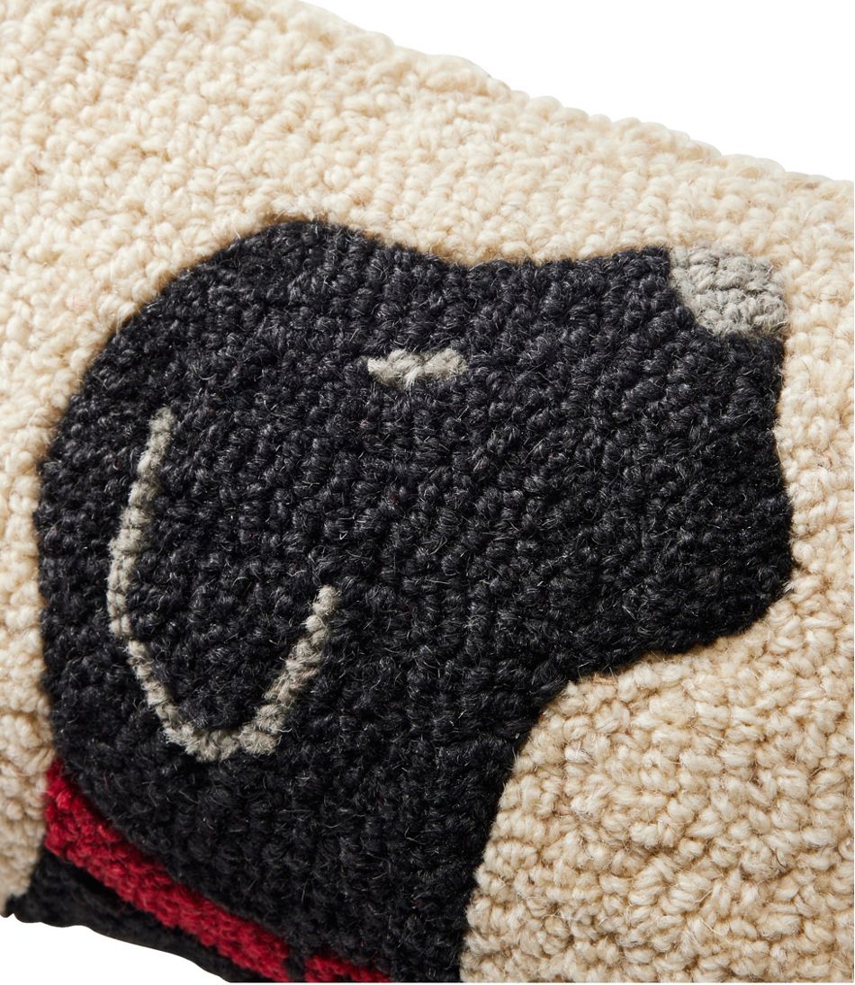 Black Labrador Wool Hooked Throw Pillow 8" x 12"