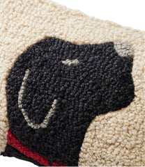 Black Labrador Wool Hooked Throw Pillow 8" x 12"