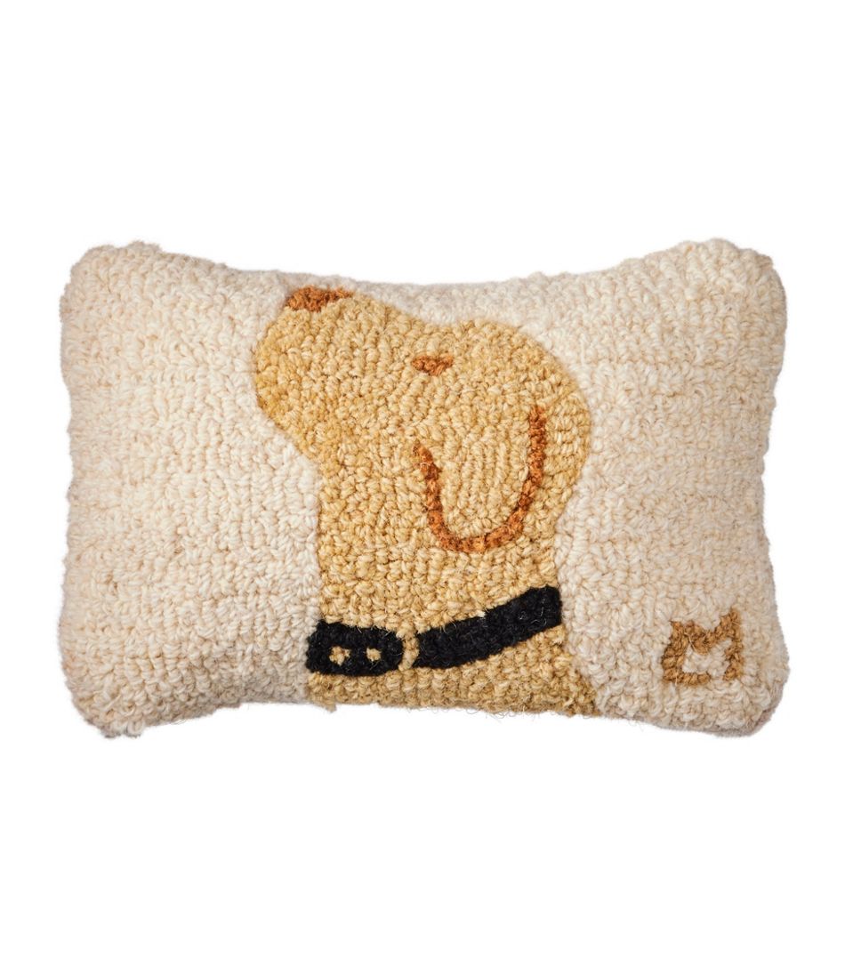 Yellow Labrador Wool Hooked Throw Pillow 8" x 12"
