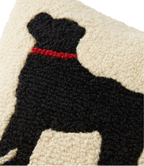 14" x 14" Black Dog Wool Hooked Throw Pillow