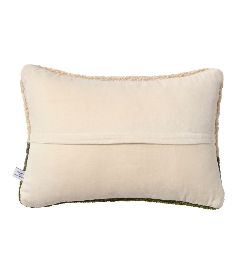 Wool Hooked Throw Pillow 14" x 20" Dog Trio