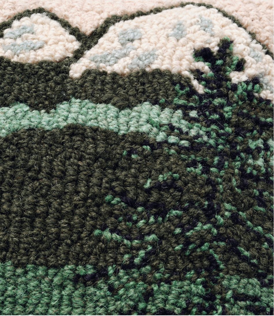 Mountains 14" x 14" Wool Hooked Throw Pillow