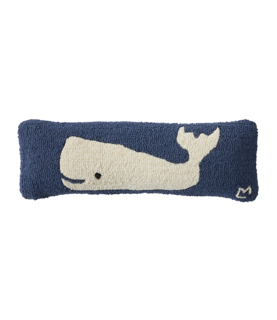 Whale Wool Hooked Throw Pillow 8" x 24"