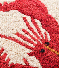 Red Lobster Wool Hooked Throw Pillow 14" x 14"