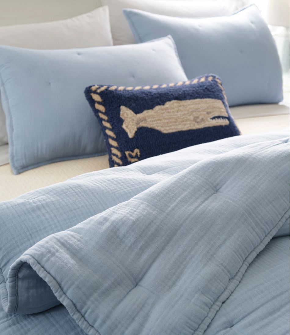 Wool Hooked Throw Pillow, Whale, 12" x 18"