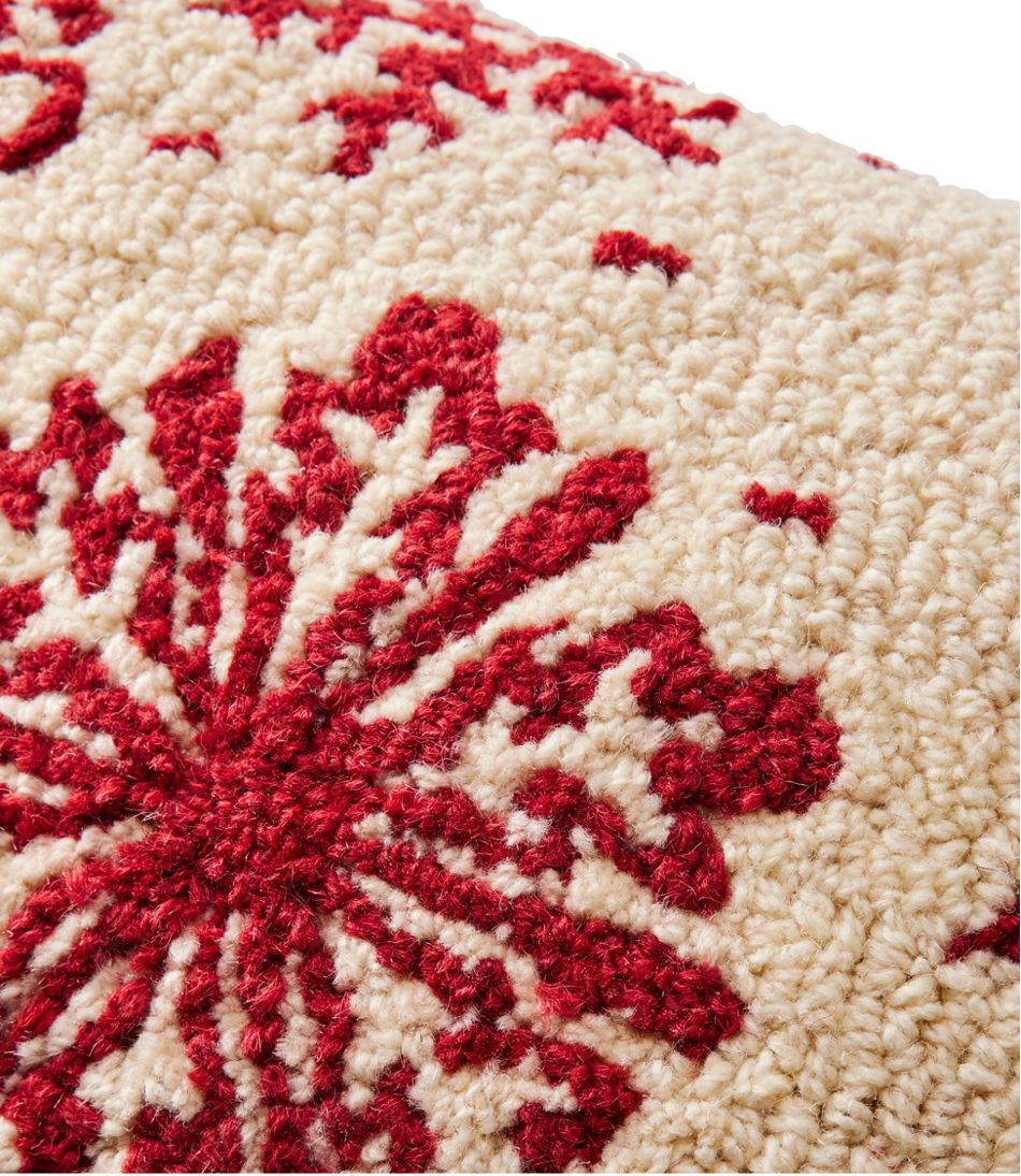 Wool Hooked Throw Pillow Snowflake 14" x 20"