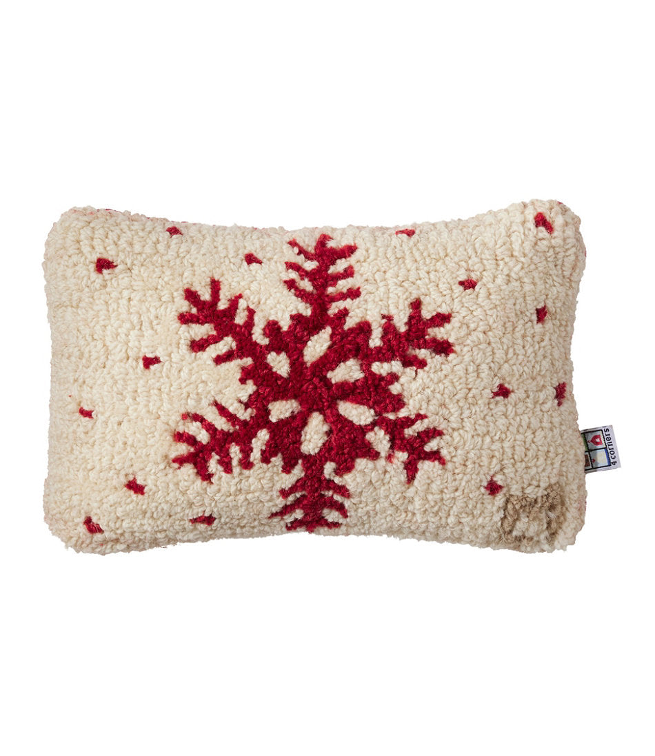 Red Flake 8" x 12" Wool Hooked Throw Pillow
