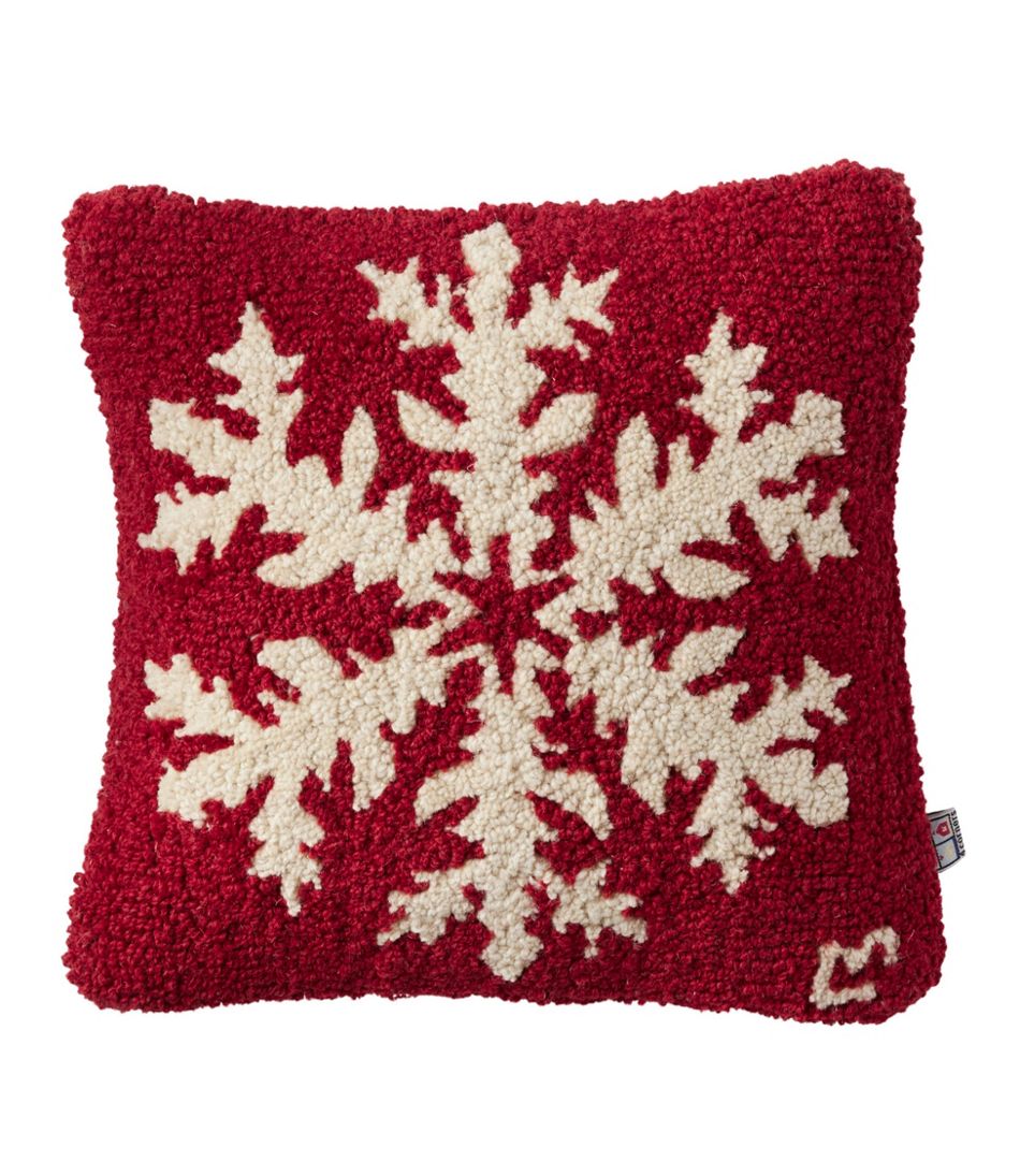 Snowflake 14" x 14" Wool Hooked Throw Pillow