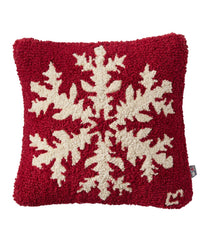 Snowflake 14" x 14" Wool Hooked Throw Pillow