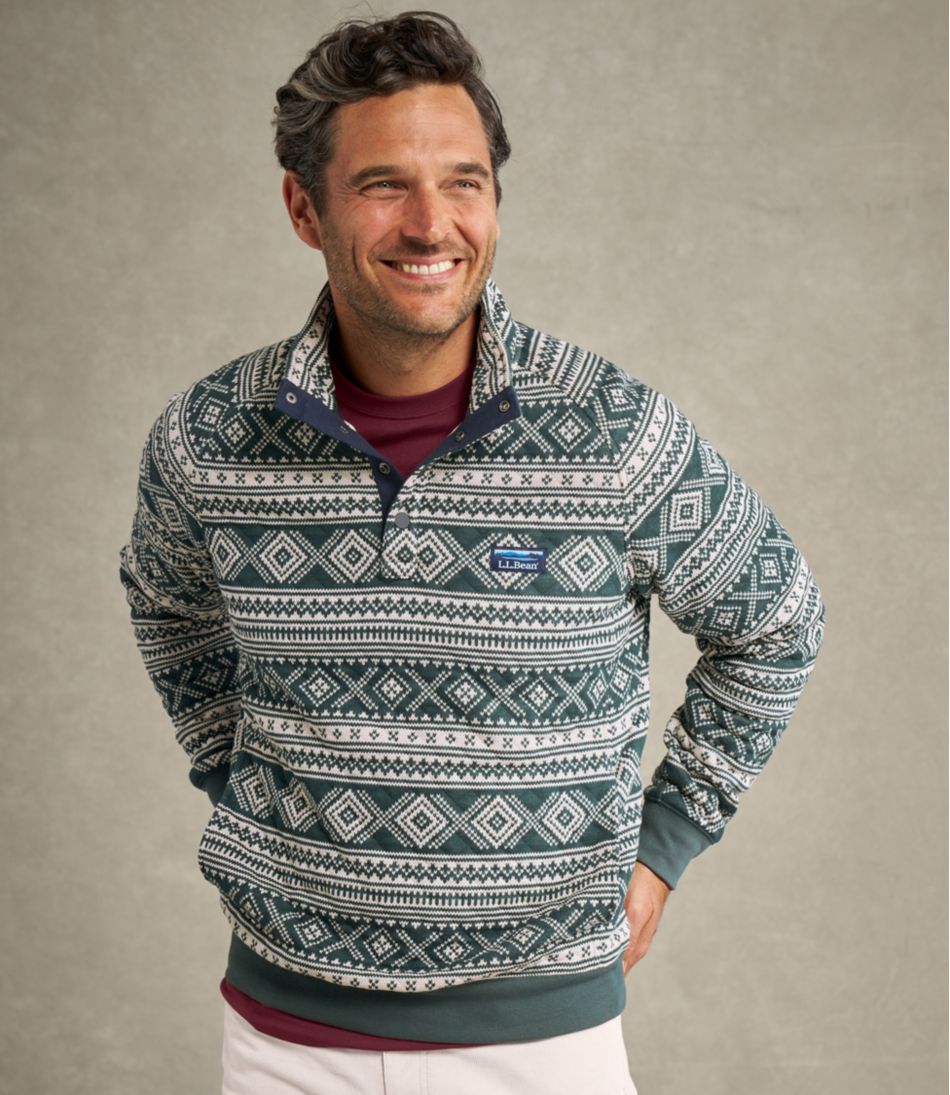 Mockneck Men's Bean's Quilted Sweatshirt Print