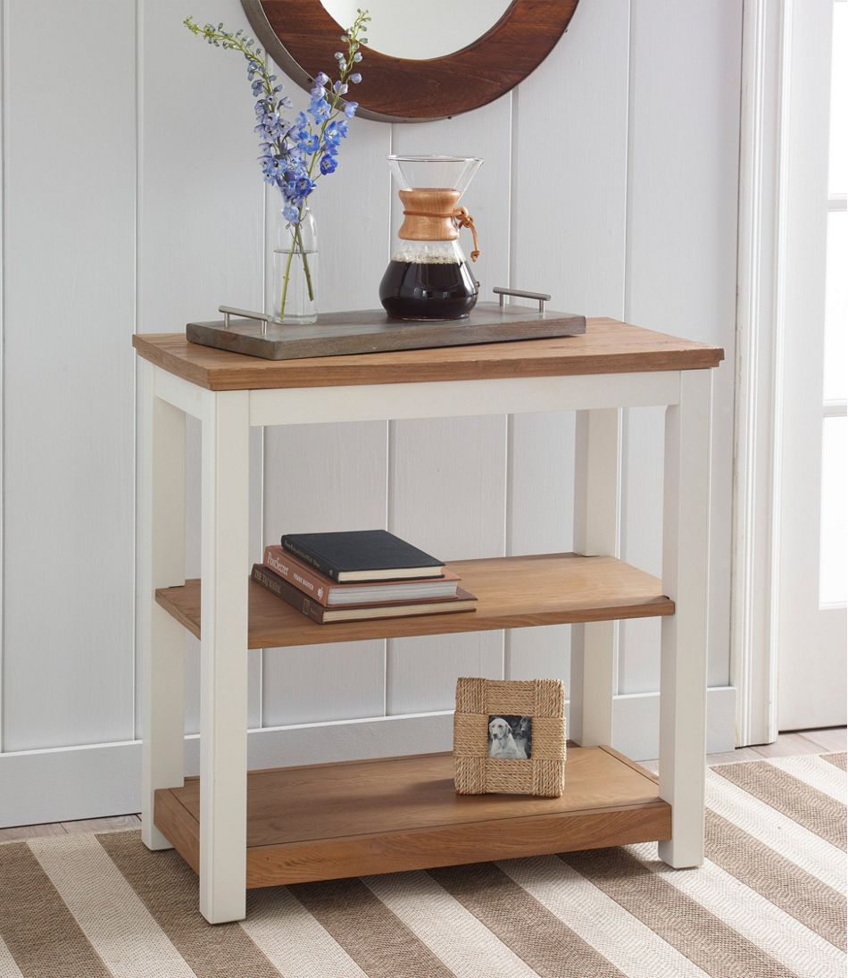 Painted Farmhouse Two-Shelf Console Wood Top