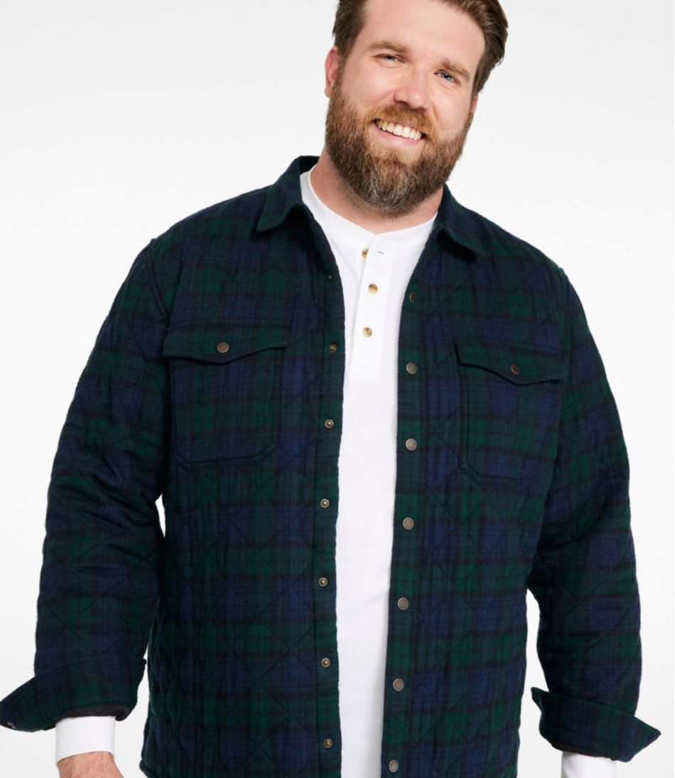 Men's Quilted Scotch Plaid Flannel Shirt Jac