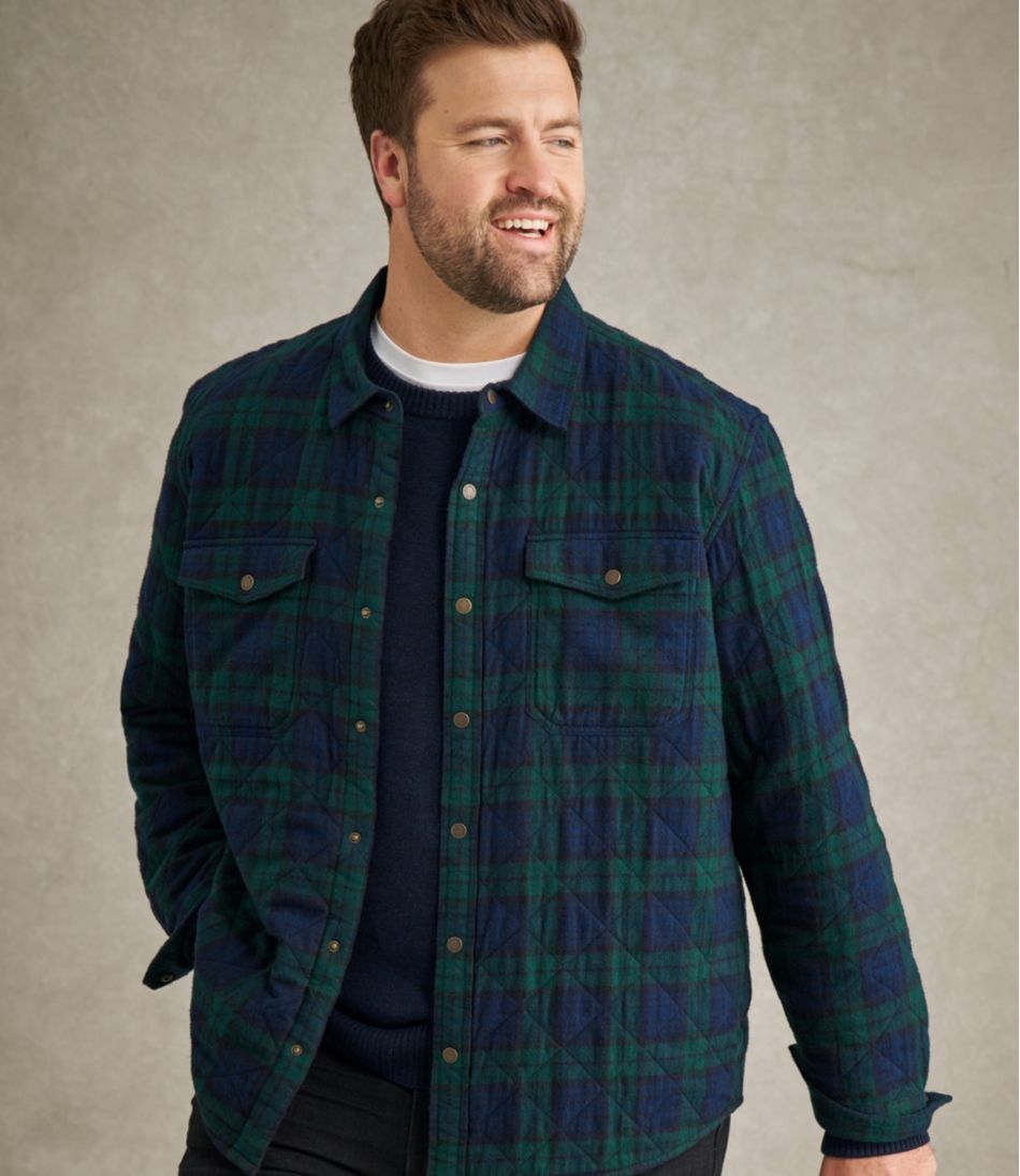 Men's Quilted Scotch Plaid Flannel Shirt Jac