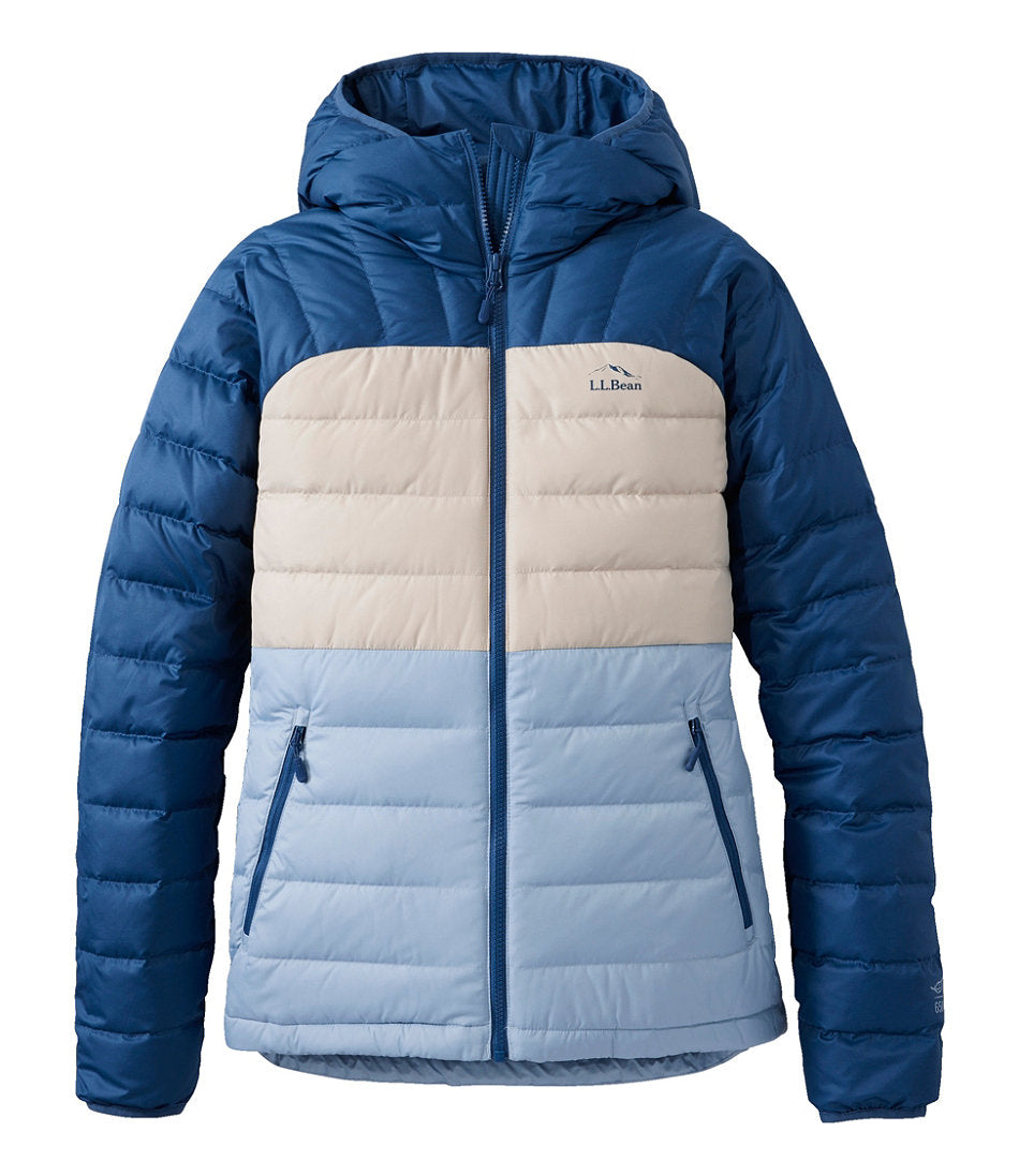 Women's Bean's Down Hooded Jacket Colorblock