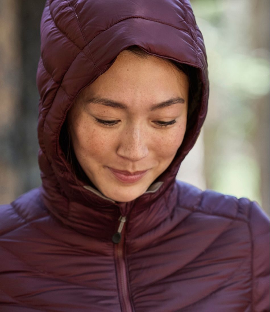 Three-Quarter Length Women's Ultralight 850 Down Hooded Coat