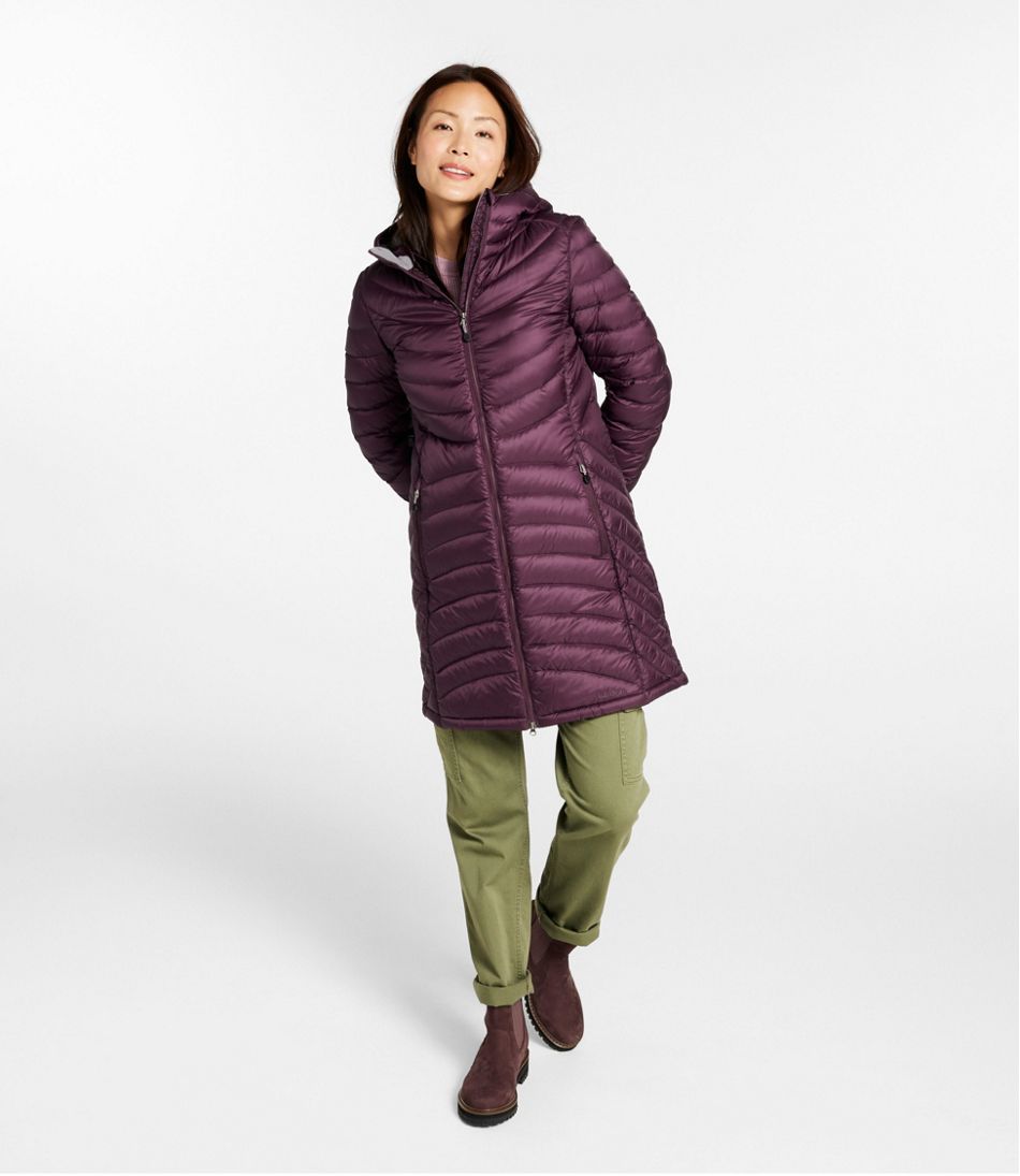 Three-Quarter Length Women's Ultralight 850 Down Hooded Coat