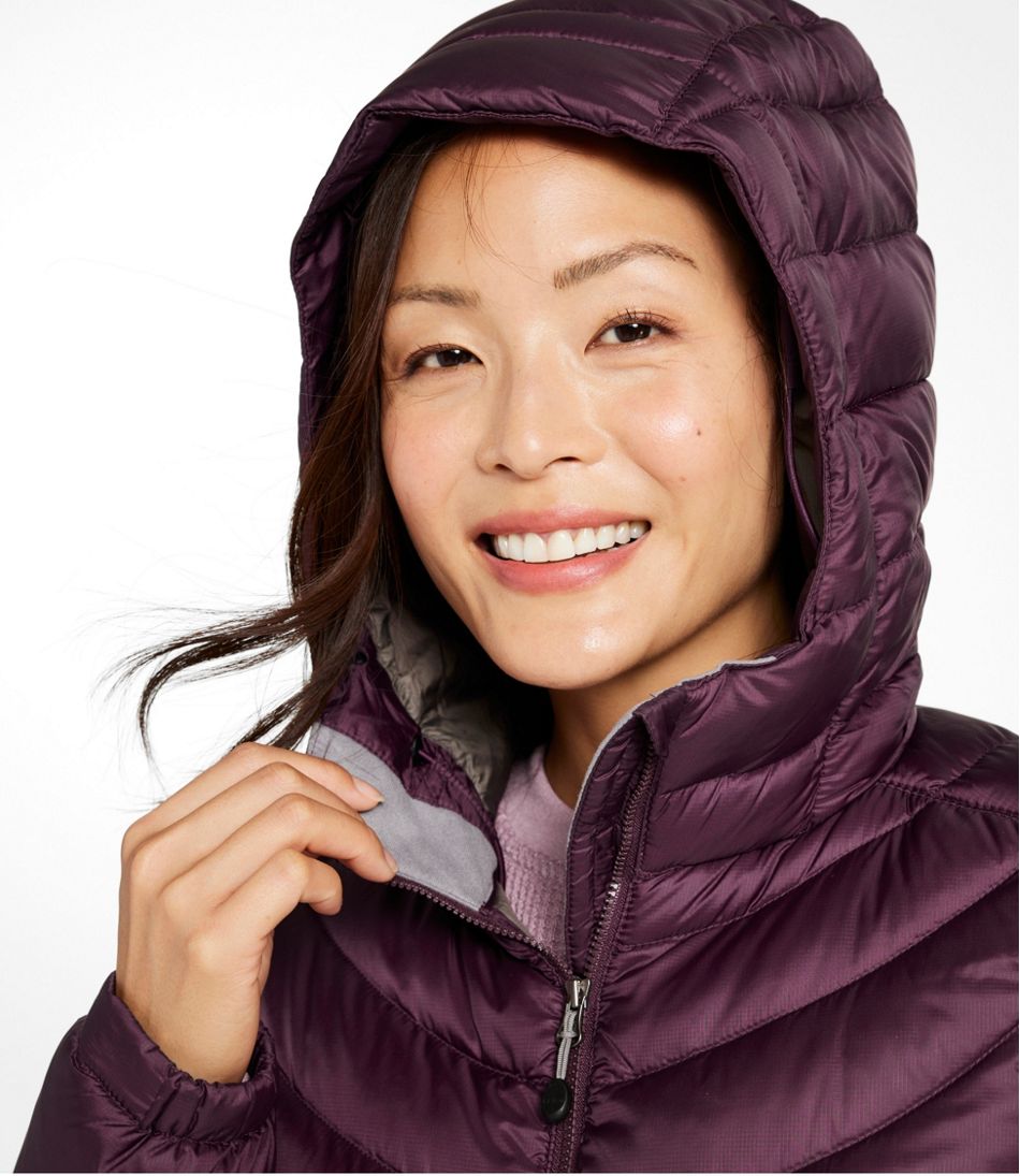 Three-Quarter Length Women's Ultralight 850 Down Hooded Coat